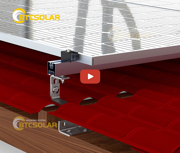 BTCSOLAR Solar Mounting system- Double Adjust Roof Hook